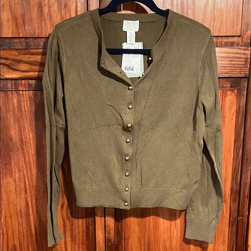 NWT H&M Olive Button-Up Women's Sweater